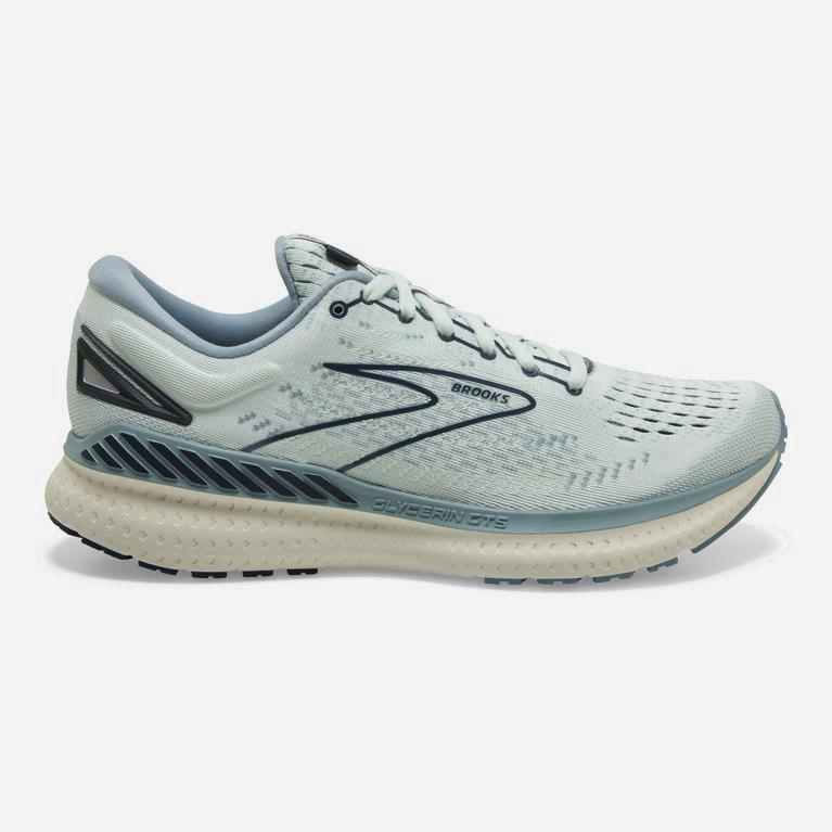 Ténis Brooks Glycerin Gts 19 Max Cushion Sapatilhas De Corrida Para Estrada Mulher Menta/Branco/Azul